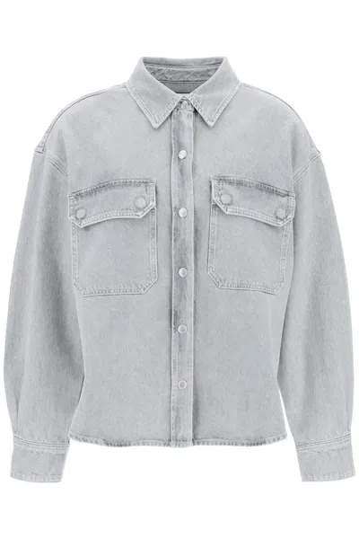 Shop Agolde Camicia Gwen In Denim In Grey