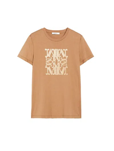 Max Mara Taverna Logo-embroidered T-shirt In Brown