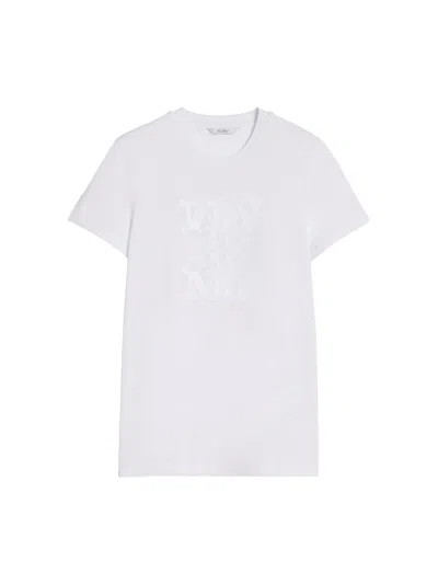 Max Mara Logo-embroidered Cotton T-shirt In White