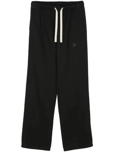 Shop Palm Angels Monogram Embroidered Sweatpants Clothing In Black
