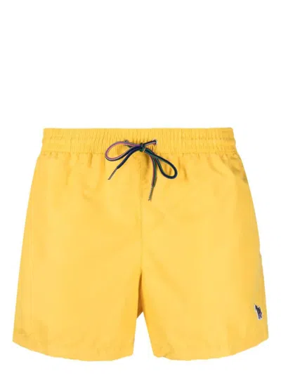 Shop Paul Smith Zebra Logo Swim Shorts In Yellow