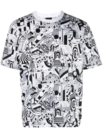 Shop Ps By Paul Smith Ps Paul Smith Industrial Print Cotton T-shirt In White
