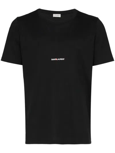 Shop Saint Laurent Logo-print T-shirt In Black