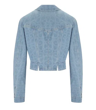 Shop Stine Goya Sammie Cropped Denim Jacket In Blue