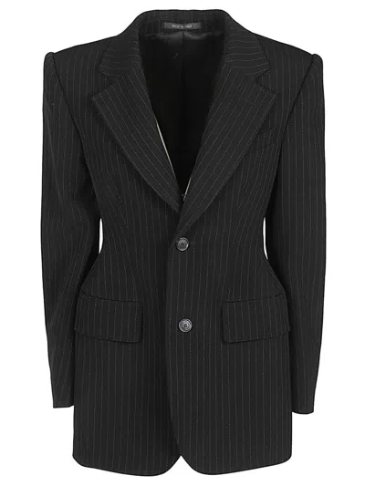 Balenciaga Hourglass Pinstripe Single-breasted Blazer In Black