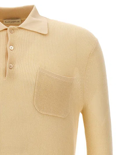 Shop Ballantyne Cotton Knit Polo Shirt In Beige