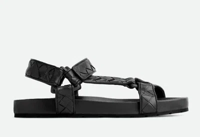 Shop Bottega Veneta "trip" Leather Sandals In Black