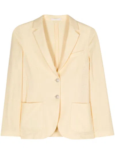 Shop Circolo 1901 Linen And Cotton Blend Single-breasted Jacket In Yellow