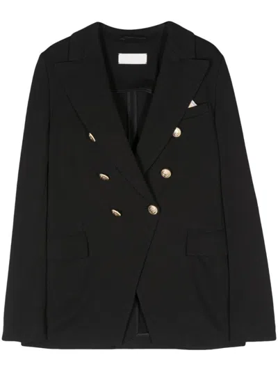 Shop Circolo 1901 Oxford Double-breasted Jacket In Black