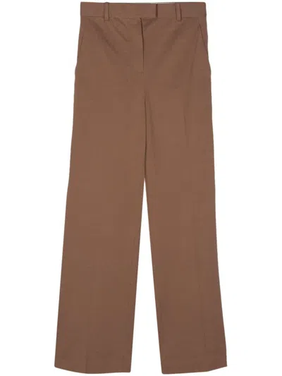 Circolo 1901 Pique Weave Cotton Blend Trousers With Dart Detailing In Brown