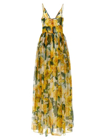 Shop Dolce & Gabbana 'rose Gialle' Dress In Yellow