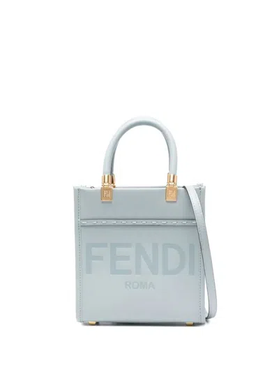 Shop Fendi Sunshine Mini Shopper  Bags In Blue