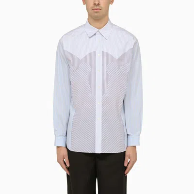 Shop Maison Margiela White/blue Striped Cotton Shirt