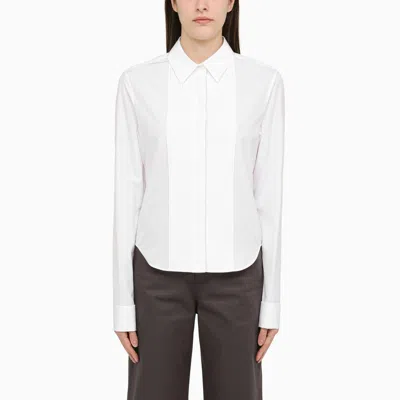 Shop Loewe | White Pleated Cotton Shirt In Orange