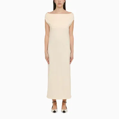 Shop Loulou Studio Martial Midi Dress In Ivory Cotton In White