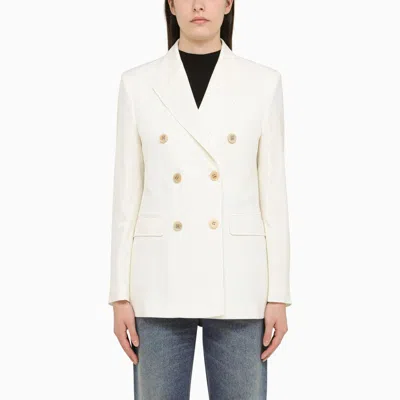 Shop Golden Goose White Double-breasted Jacket In Wool Blend