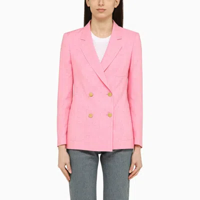 Shop Tagliatore Pink Viscose And Silk Double-breasted Jacket