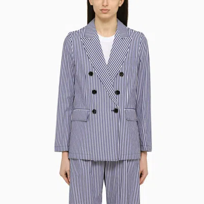 Shop Department 5 | Ari Double-breasted Striped Cotton Jacket In Blue