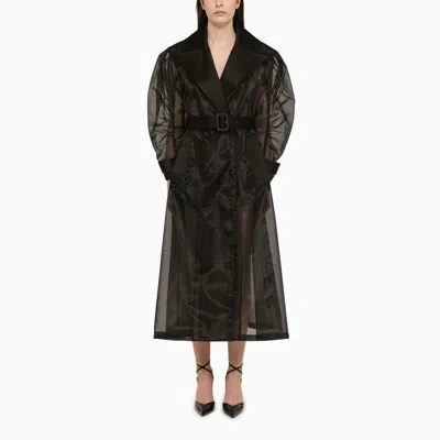 Shop Dolce & Gabbana Black Semi-transparent Silk Blend Coat