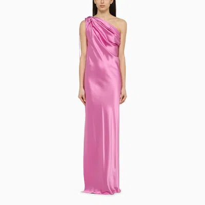 Shop Max Mara Pianoforte One-piece Peony Silk Dress In Pink