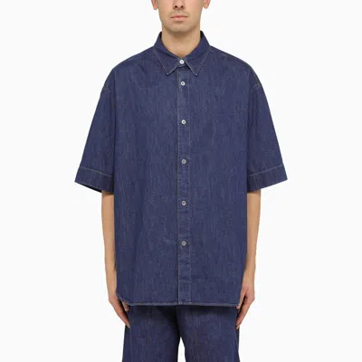 Shop Studio Nicholson Blue Denim Oversize Shirt