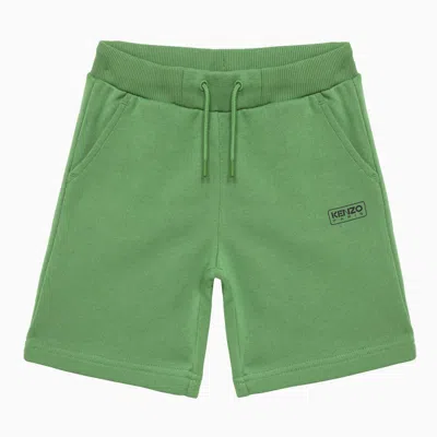 Shop Kenzo Mint Green Cotton Shorts With Logo