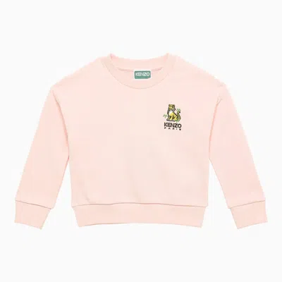 Shop Kenzo Pink Cotton Sweatshirt With Logo Embroidery