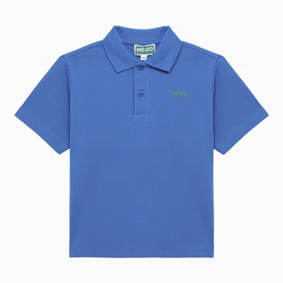 Shop Kenzo Electric Blue Cotton Polo Shirt With Logo