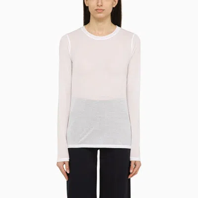 Roberto Collina White Cotton Blend Crew-neck Jumper In White