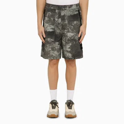 Shop Stone Island Shaded Grey Nylon Bermuda Shorts