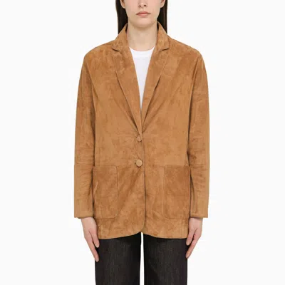 Shop Swd By S.w.o.r.d. | Beige Suede Single-breasted Jacket In Brown