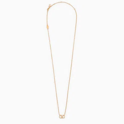 Shop Valentino Vlogo Signature Gold Necklace In Metal