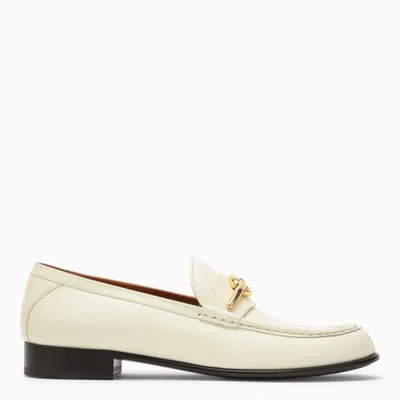 Shop Valentino Ivory Leather Vlogo Signature Loafer In White