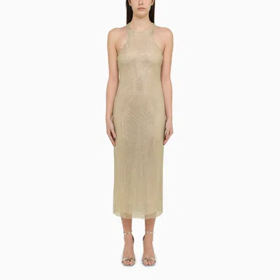 Shop Philosophy | Midi Net Dress With Rhinestones In Green