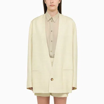 Shop Philosophy | Light Yellow Single-breasted Jacket In Linen Blend