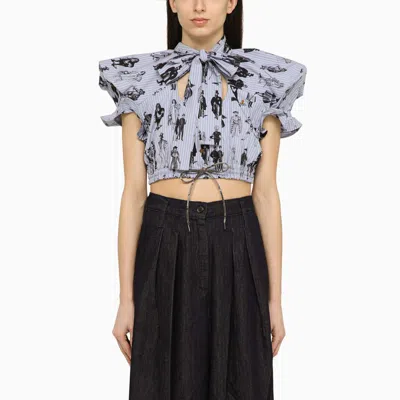 Shop Vivienne Westwood | Cotton Bow And Shoulder Top In Multicolor