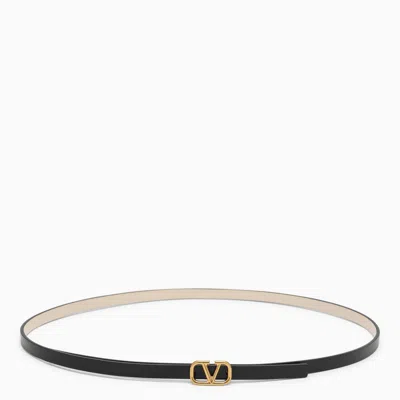 Shop Valentino Vlogo Signature Black/ivory Leather Belt