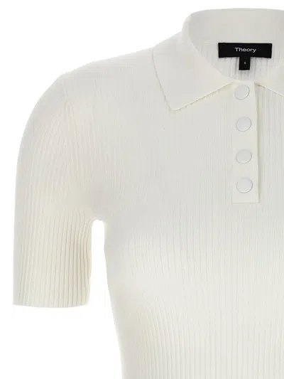 Shop Theory Ribbed Polo Shirt In White