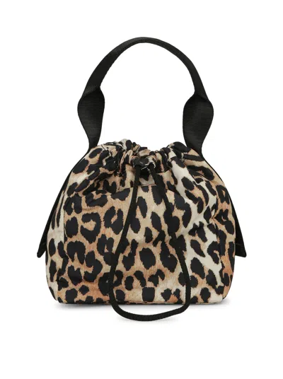 Shop Ganni Leopard-print Tote Bag In Multicolour