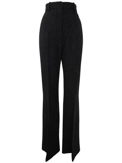 Shop Balmain Hw Lurex Striped Straight Pants Clothing In Black