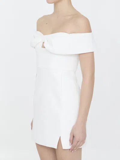 Shop Self-portrait Bow Crepe Mini Dress In White