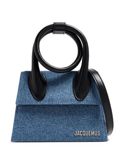 Shop Jacquemus Mini Le Chiquito Denim Shoulder Bag In Blue