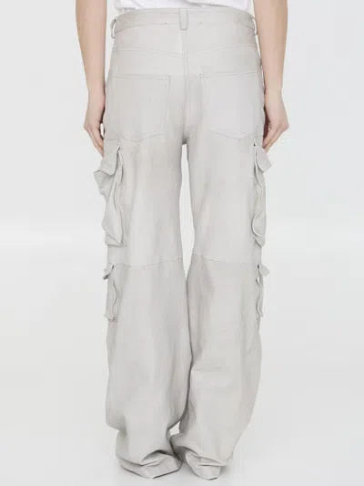 Salvatore Santoro Leather Cargo Pants In Beige