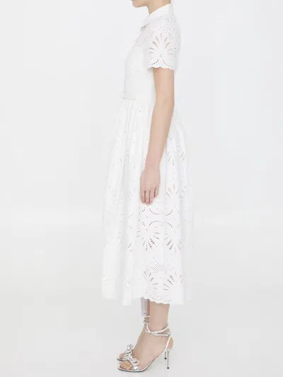 Shop Self-portrait Midi Dress In Sangallo Lace In White