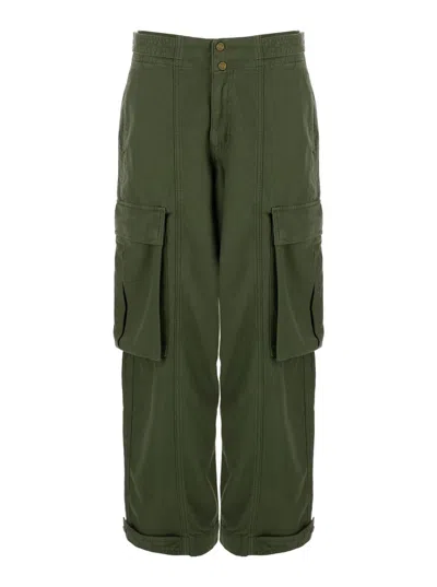Shop Frame Green Cargo Pants With Patch Pokets In Cotton Woman