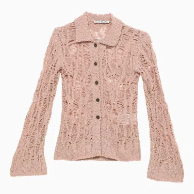 Shop Acne Studios Perforated Cotton-blend Cardigan In Pink