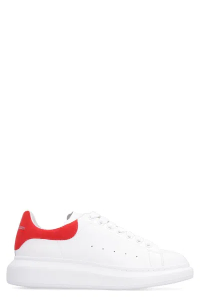 Shop Alexander Mcqueen Larry Leather Sneakers In White