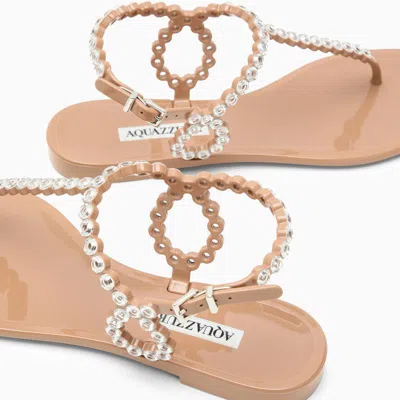 Shop Aquazzura Almost Bare Powder Sandal With Crystals In Pink