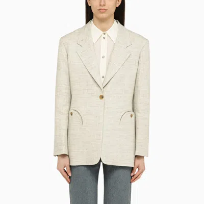 Shop Blazé Milano Light Silk-blend Daisy Laluna Jacket. In Grey