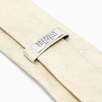 Shop Brunello Cucinelli Panama Paisley Tie In White